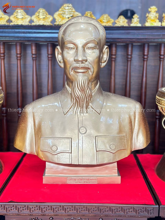 Tượng Bác Hồ bán thân cao 80cm đồng đỏ