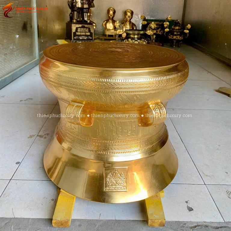 Dát vàng quả trống đồng đường kính 40cm