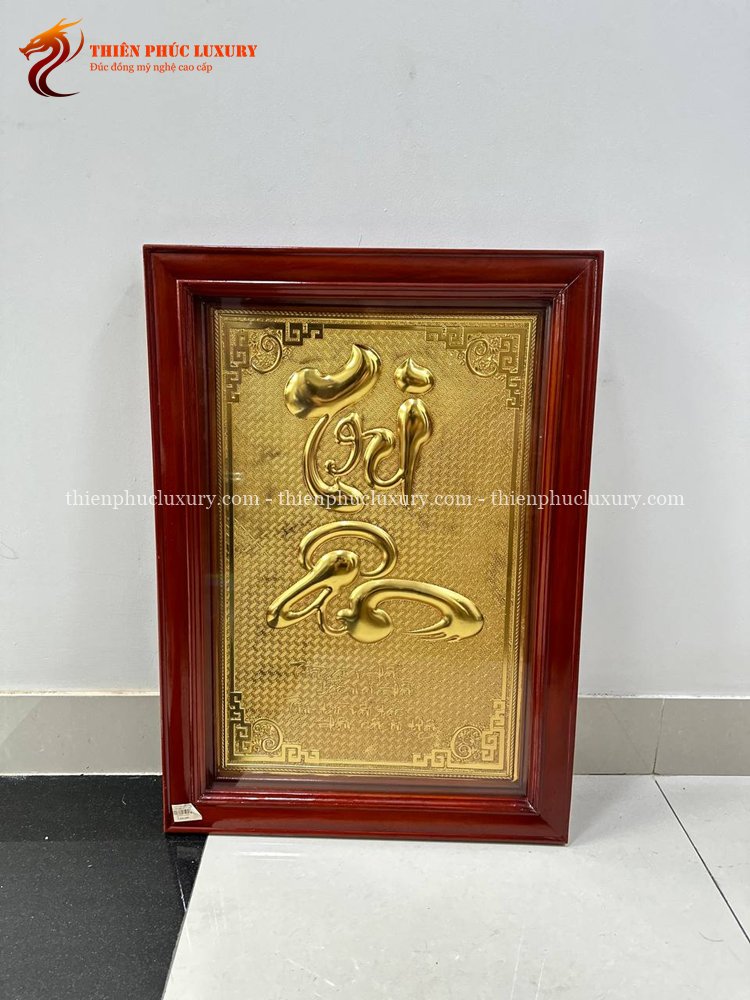 Tranh Chữ Tri Ân Bằng Đồng Mạ Vàng 24k kích thước 50x70cm